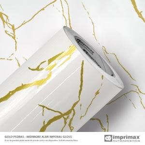 GOLDMAX PEDRAS MÁRMORE LUNA IMPERIAL DOURADO GLOSS PVC 1,22X25MM   GLOSS 